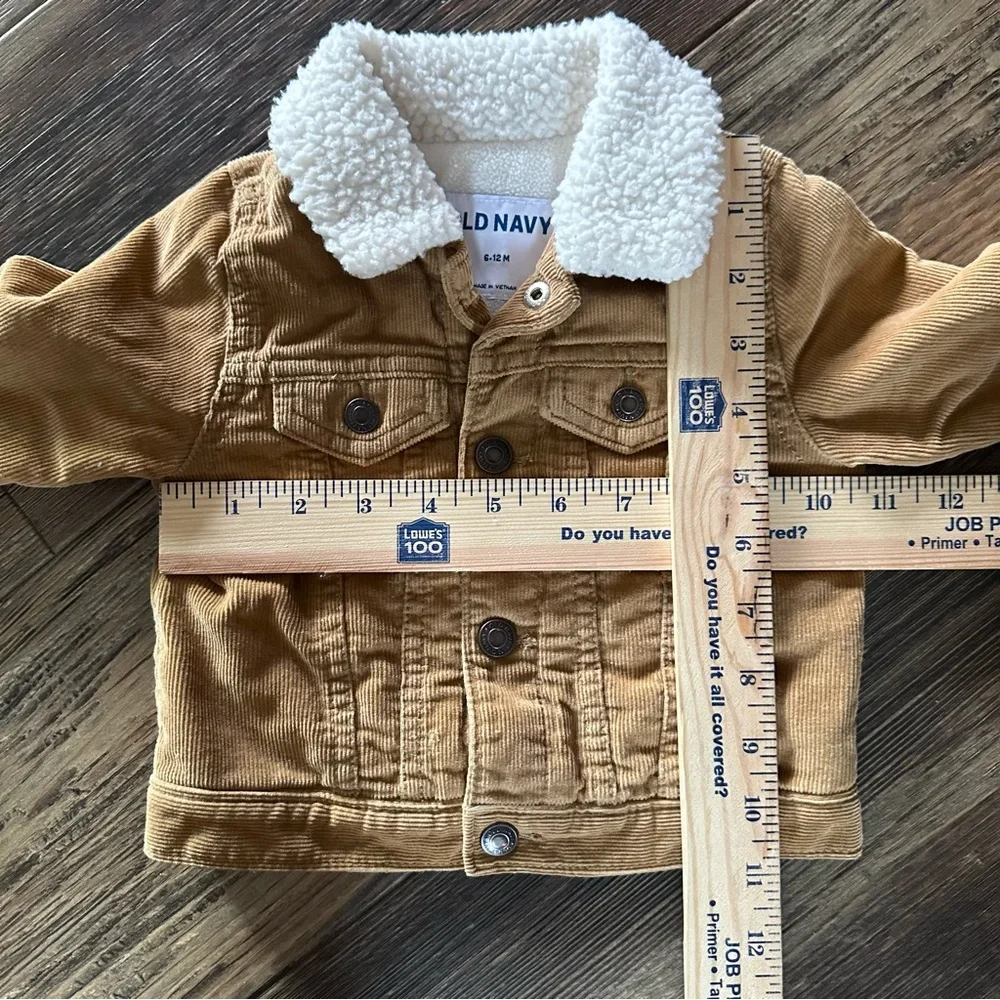 Old Navy brown corduroy jacket fleece lined baby boy 6-12 mo soft comfy